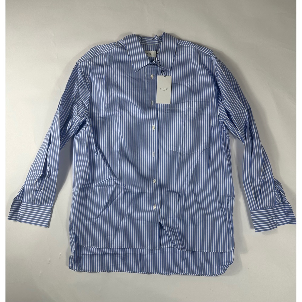 IRO Paris Yara Striped Button Down Shirt Oversized Blouse‎ 36 MSRP $365 - Picture 2 of 12